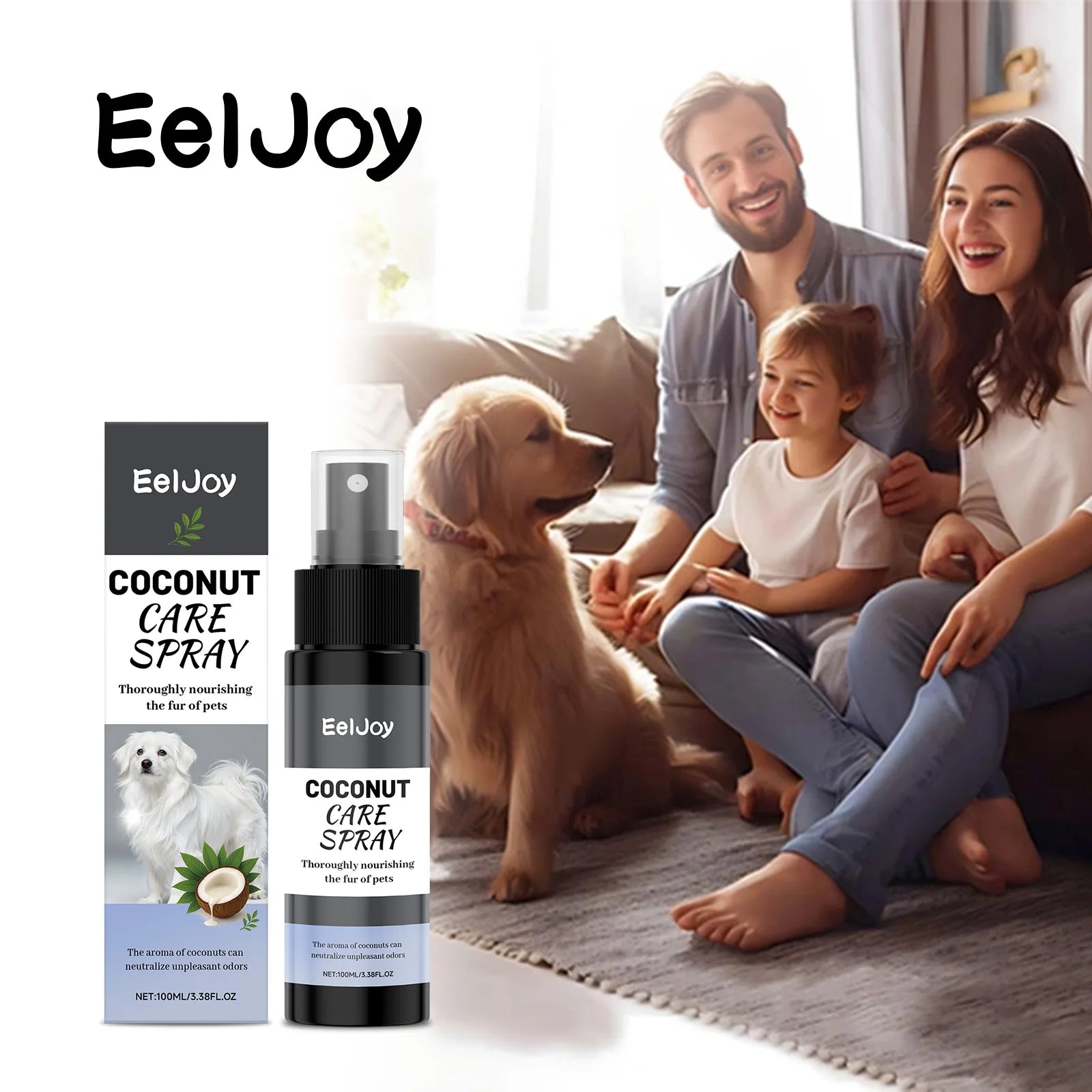 Pet Coconut Care Spray Nourish Fur Improve Pet Fur Texture Enhance Gloss Eliminate Odors Persistent Fragrance Pet Grooming Spray