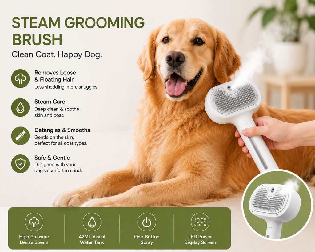 Pet Hair Remover Spray Grooming Comb Cats Dogs Floating Hair Removal Steam Cleaning Brush Dematting Water Mist Humidifier Comb
