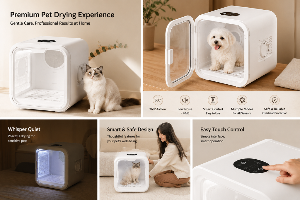 Pet Dryer for Small Dogs And Cats - Fully Automatic Bathing Hair Drying Box Household Pet Care Accessory